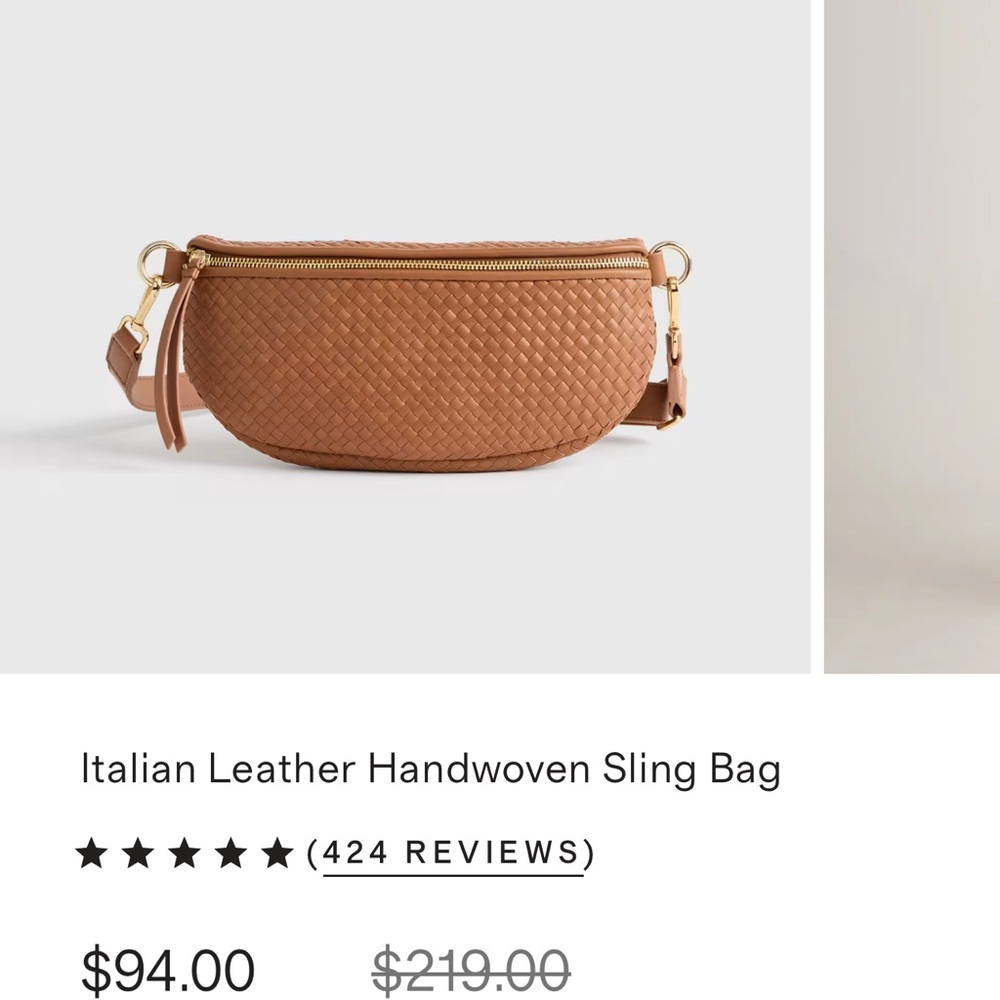 Handwoven Tan Leather Sling Bag